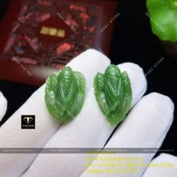 Ngọc thiền (ve sầu) ngọc bích ngự trên lá, KT 20mm - Hình ảnh 10