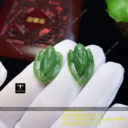 Ngọc thiền (ve sầu) ngọc bích ngự trên lá, KT 20mm - Hình ảnh 8