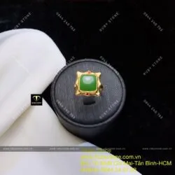 Nhẫn ngọc bích ổ vuông thiết kế, vàng 10k - Ảnh 7