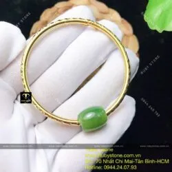 Vòng tay lu thống ngọc bích Canada, kiềng vàng 18k