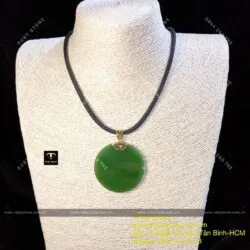 Mặt dây chuyền ngọc bích Canada móc vàng 18k, kích thước 47mm - Hình ảnh 8