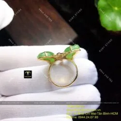 Nhẫn hồ điệp cánh ghép Ngọc bích, vàng 10k - Hình ảnh 6