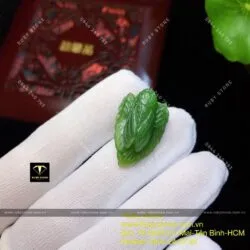 Ngọc thiền (ve sầu) ngọc bích ngự trên lá, KT 20mm - Hình ảnh 5