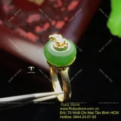 Nhẫn đồng điếu Ngọc bích, vàng 10k - Ảnh 5