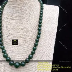 Vòng cổ ngọc bích Canada, hạt đuổi từ 8 đến 12 ly (62 hạt) - Ảnh 5