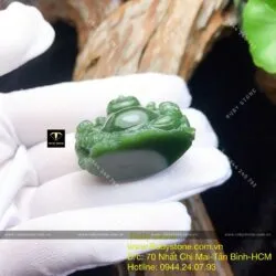 Phật Di Lặc ngọc bích Canada dáng ngồi tự tại, KT 32mm - Hình ảnh 4