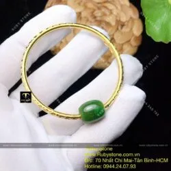Lắc tay lu thống Ngọc bích, vàng 18k - Ảnh 2
