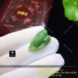 Ngọc thiền (ve sầu) ngọc bích ngự trên lá, KT 20mm - Hình ảnh 6
