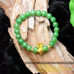 Vòng Ngọc bích Canada 8 ly, mix charm Hồ ly 9 đuôi, vàng 24k - Hình ảnh 6