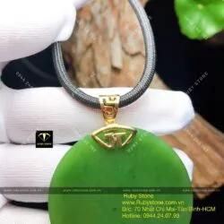 Mặt dây chuyền ngọc bích Canada móc vàng 18k, kích thước 47mm - Hình ảnh 4