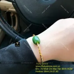 Vòng tay lu thống ngọc bích Canada, kiềng vàng 18k - Hình ảnh 5