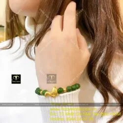 Vòng tay ngọc bích Canada 8 ly, mix charm Hồ ly vàng 24k - Hình ảnh 6