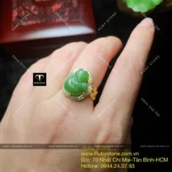 Nhẫn hồ ly Ngọc bích đan dây, vàng 10k