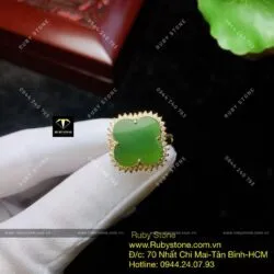 Nhẫn cỏ 4 cánh Ngọc bích dáng tròn, vàng 10k - Ảnh 2