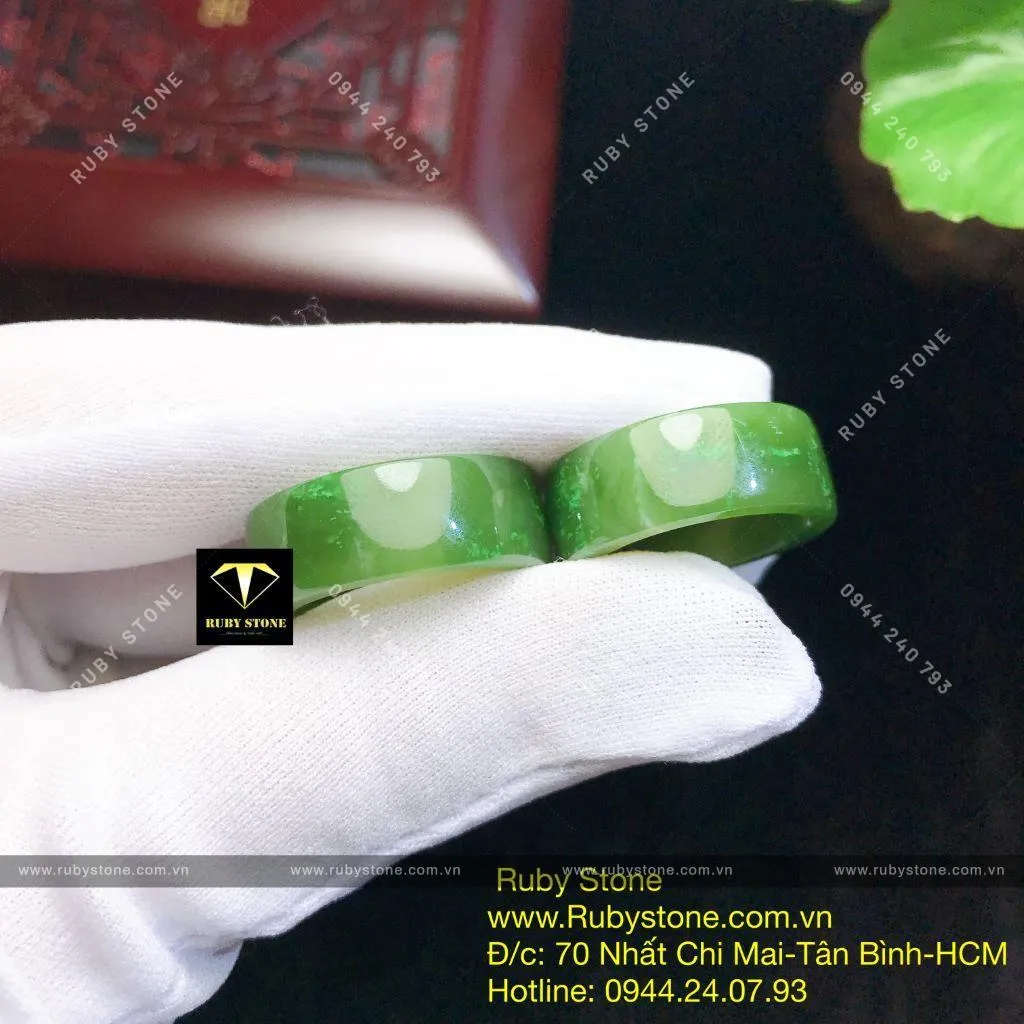 Nhẫn cặp Ngọc bích Canada, bản vuông 8mm Nhẫn cặp Ngọc bích Canada, bản vuông 8mm - Ảnh 4