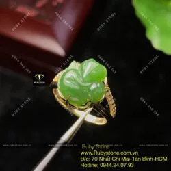 Nhẫn hồ ly Ngọc bích đai chẻ, vàng 10k - Ảnh 7