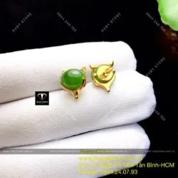 Khuyên tai hồ ly Ngọc bích, vàng 10k - Ảnh 2
