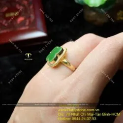 Nhẫn cỏ 4 cánh Ngọc bích dáng tròn, vàng 10k - Ảnh 7