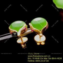 Khuyên tai hồ ly Ngọc bích, vàng 10k - Ảnh 7
