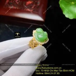 Nhẫn hồ ly Ngọc bích đan dây, vàng 10k - Ảnh 8