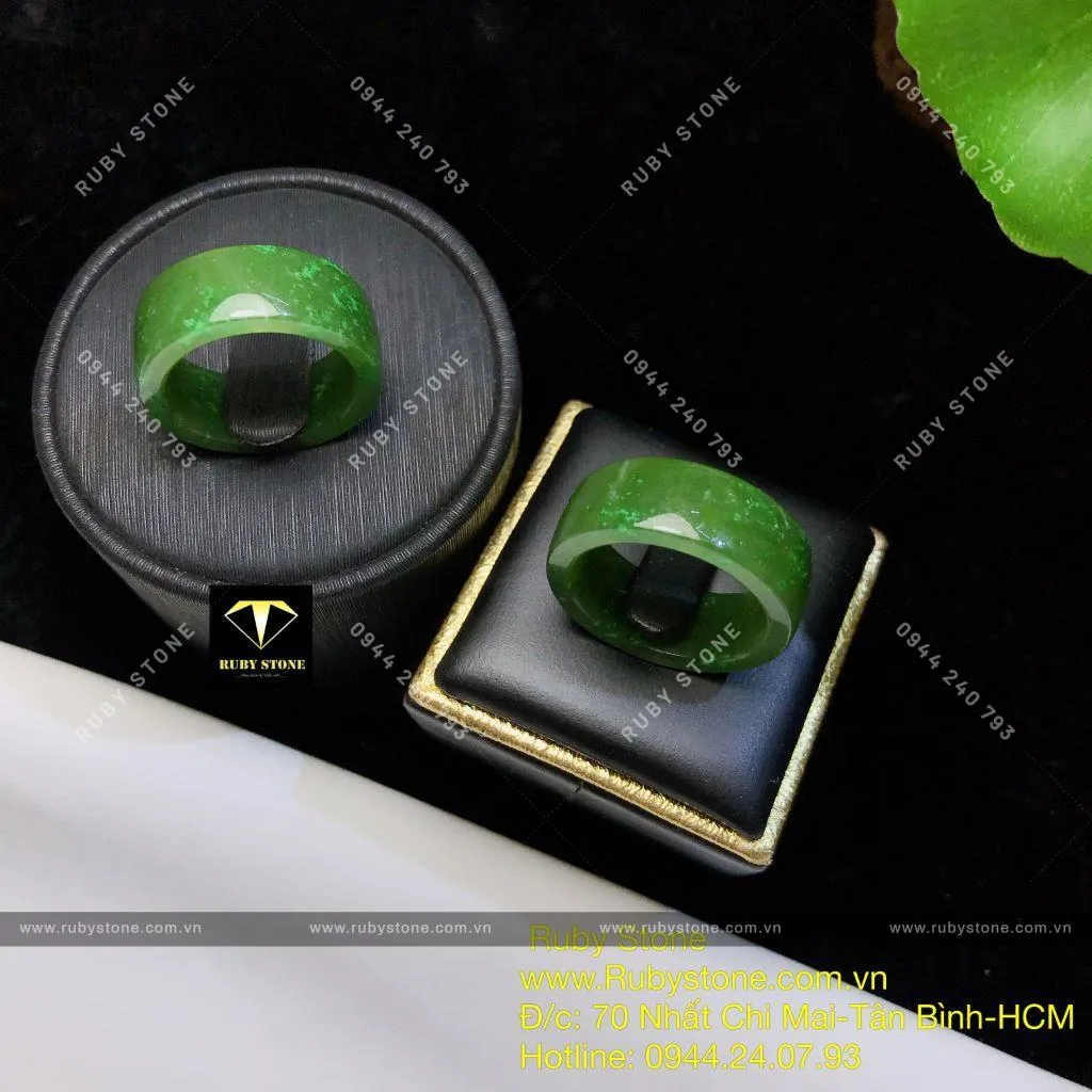 Nhẫn cặp Ngọc bích Canada, bản vuông 8mm Nhẫn cặp Ngọc bích Canada, bản vuông 8mm