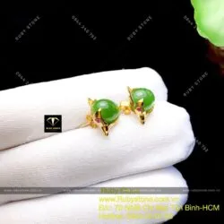 Khuyên tai hồ ly Ngọc bích, vàng 10k - Ảnh 3