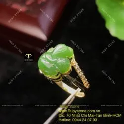 Nhẫn hồ ly Ngọc bích đai chẻ, vàng 10k - Ảnh 6