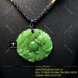 Ngọc bội Long - Phụng ngọc bích, KT 46mm - Ảnh 2