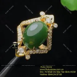 Nhẫn Oval Ngọc bích Canada, vàng 10k - Ảnh 6