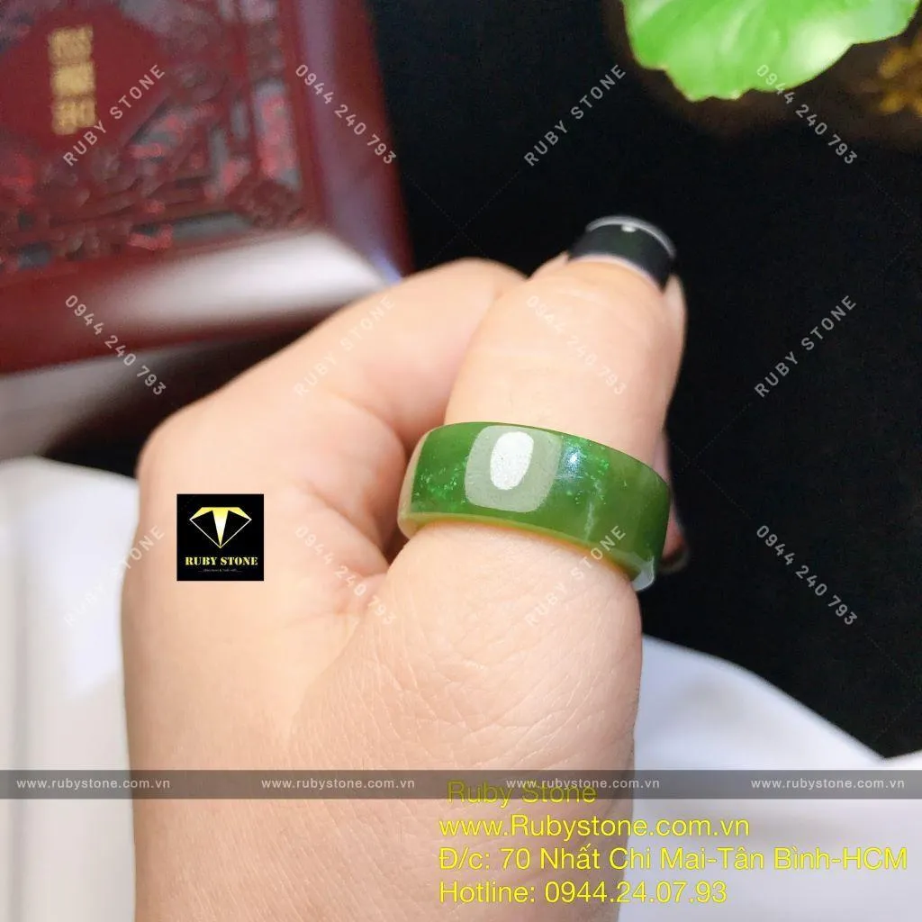 Nhẫn cặp Ngọc bích Canada, bản vuông 8mm Nhẫn cặp Ngọc bích Canada, bản vuông 8mm - Ảnh 5