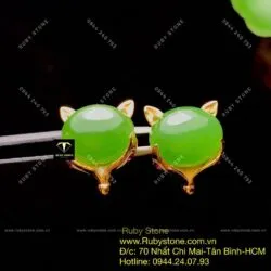 Khuyên tai hồ ly Ngọc bích, vàng 10k - Ảnh 5