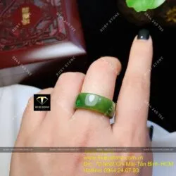 Nhẫn cặp Ngọc bích Canada, bản vuông 8mm Nhẫn cặp Ngọc bích Canada, bản vuông 8mm