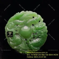 Ngọc bội Long - Phụng ngọc bích, KT 46mm