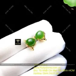 Khuyên tai hồ ly Ngọc bích, vàng 10k - Ảnh 4