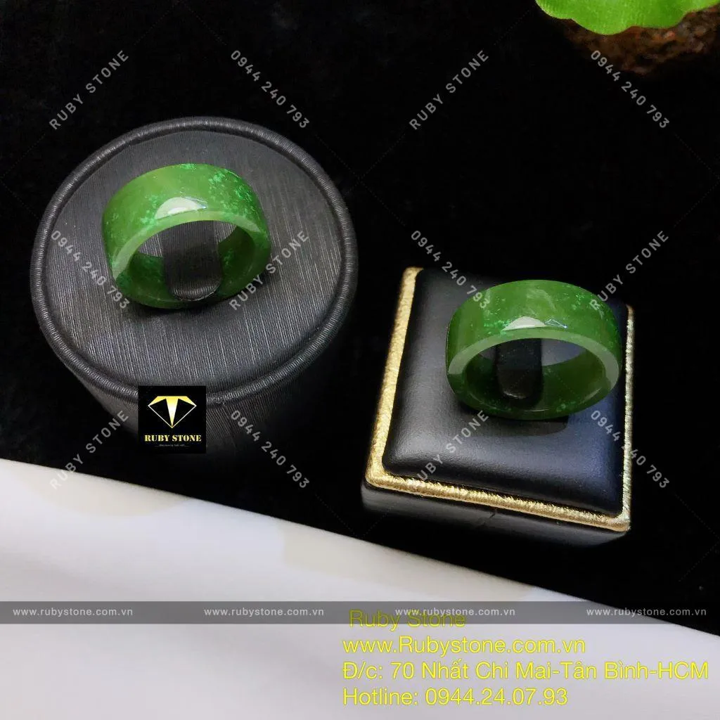 Nhẫn cặp Ngọc bích Canada, bản vuông 8mm Nhẫn cặp Ngọc bích Canada, bản vuông 8mm - Ảnh 8