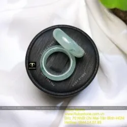 Nhẫn cặp bản tròn Phỉ thuý (Jadeite A) - Hình ảnh 2