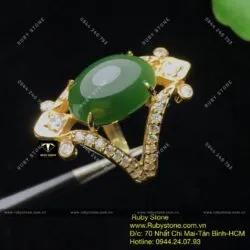 Nhẫn Oval Ngọc bích Canada, vàng 10k - Ảnh 5