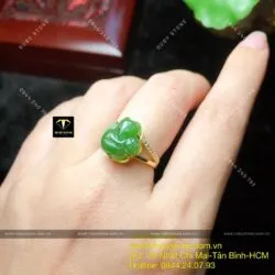 Nhẫn hồ ly Ngọc bích đai chẻ, vàng 10k