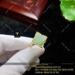 Nhẫn cỏ 4 cánh Ngọc bích dáng nhọn, vàng 10k - Ảnh 5