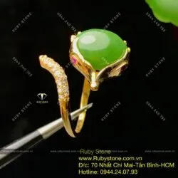 Nhẫn hồ ly Ngọc bích Canada, vàng 10k - Ảnh 5