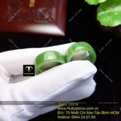 Nhẫn cặp Ngọc bích Canada, bản vuông 8mm Nhẫn cặp Ngọc bích Canada, bản vuông 8mm