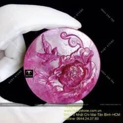 Tác phẩm hoa mẫu đơn khoe sắc Ruby Nam Phi, kích thước 56mm - Hình ảnh 7