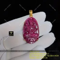 Mặt dây chuyền Đại Thế Chí Bồ Tát Ruby Nam Phi, vàng 18k - Ảnh 4