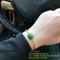Kiềng tay lu thống ngọc bích, vàng 18k