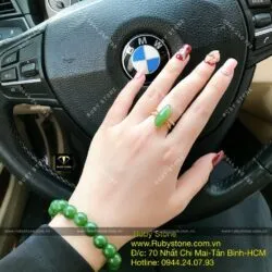Bộ vòng tay Ngọc bích 10 ly và nhẫn thiết kế, vàng 10k