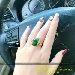 Bộ vòng ngọc bích 8 ly đôi mix charm vàng 24k và nhẫn Oval ngọc bích, vàng 10k