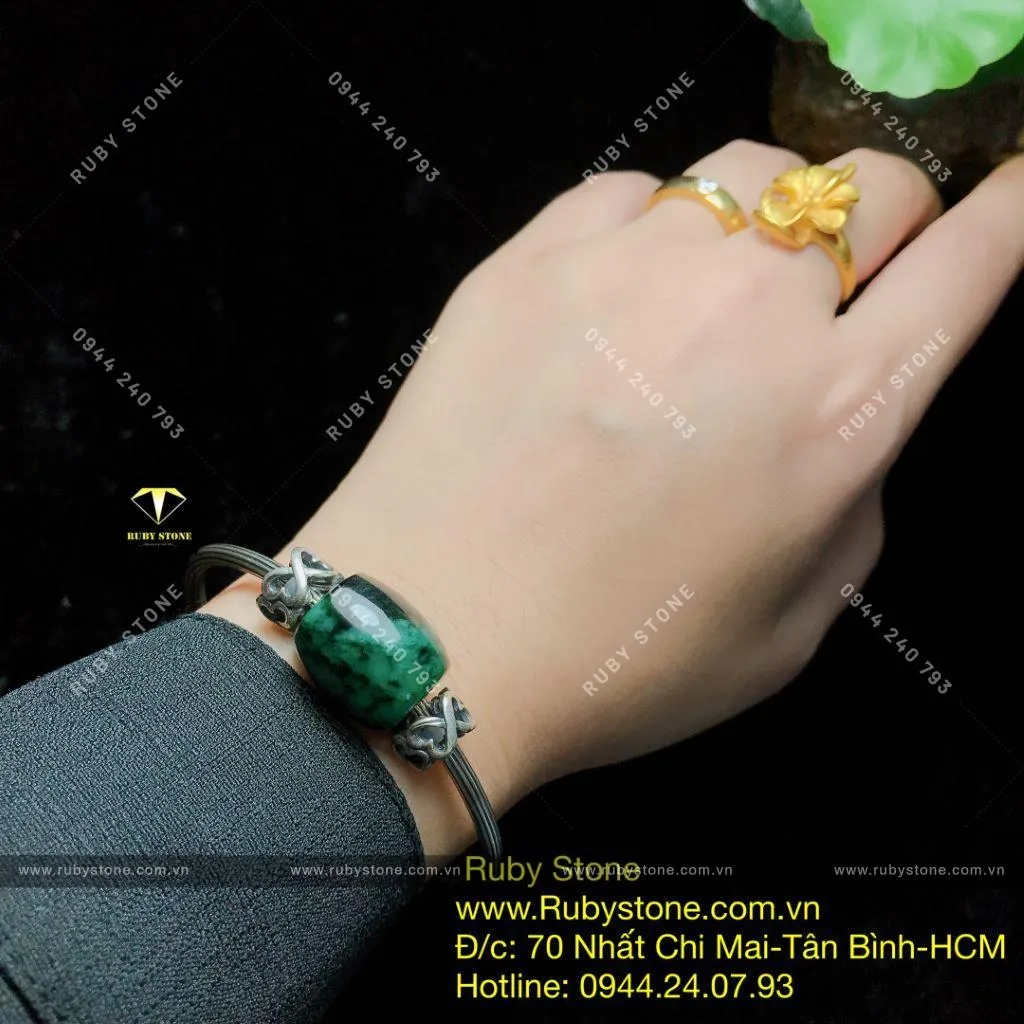Kiềng tay bạc lu thống ngọc Cẩm thạch sơn thuỷ Kiềng tay bạc lu thống ngọc Cẩm thạch sơn thuỷ - Ảnh 2