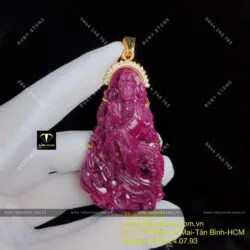 Phật Bà Ruby Nam Phi, vàng 18k, KT 58mm - Hình ảnh 9