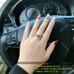 Bộ sản phẩm vòng chuỗi Ngọc bích mix charm vàng 24k và nhẫn yên ngựa, vàng 10k - Ảnh 5