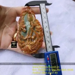 Phật Quan Âm cứu khổ cứu nạn Cẩm thạch huyết Myanmar, kích thước 95mm - Ảnh 2